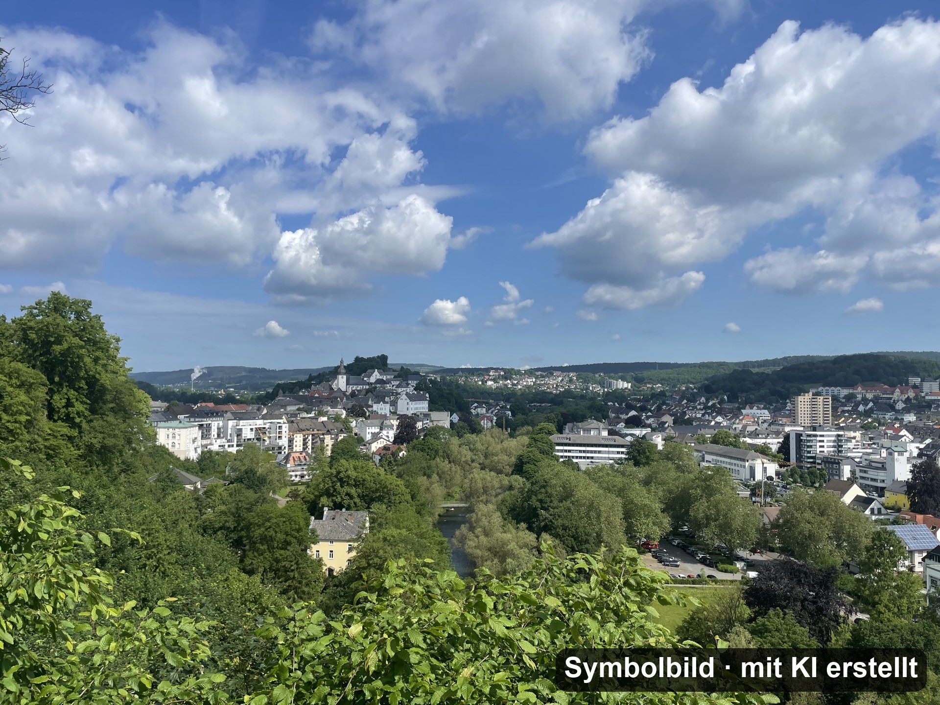 Blick auf die Arnsberger Altstadt mit Schlossberg und Ruhrtal im Sauerland